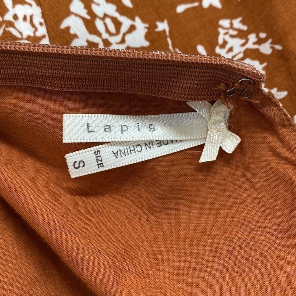 Lapis by Anthropologie Brown White Floral Cotton Blend A-line Dress Size Small - Picture 10 of 14
